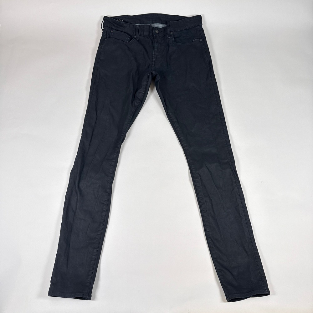 G Star Raw Jeans Mens 36x36 Black Revend Skinny Coated Denim‎ Streetwear
